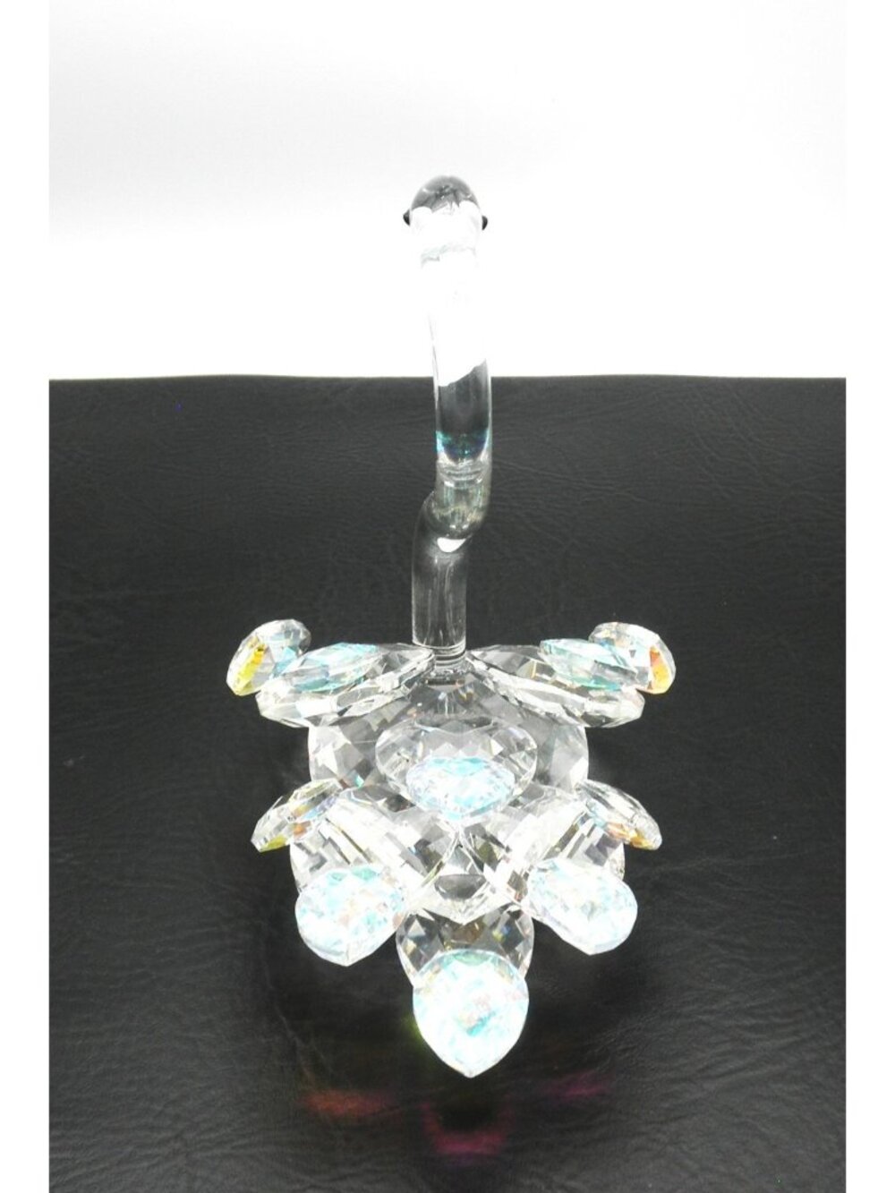 Art Glass Swan Figurine Bedazzled with Large Dichroic Faceted Crystals Stunning! - Picture 3 of 11